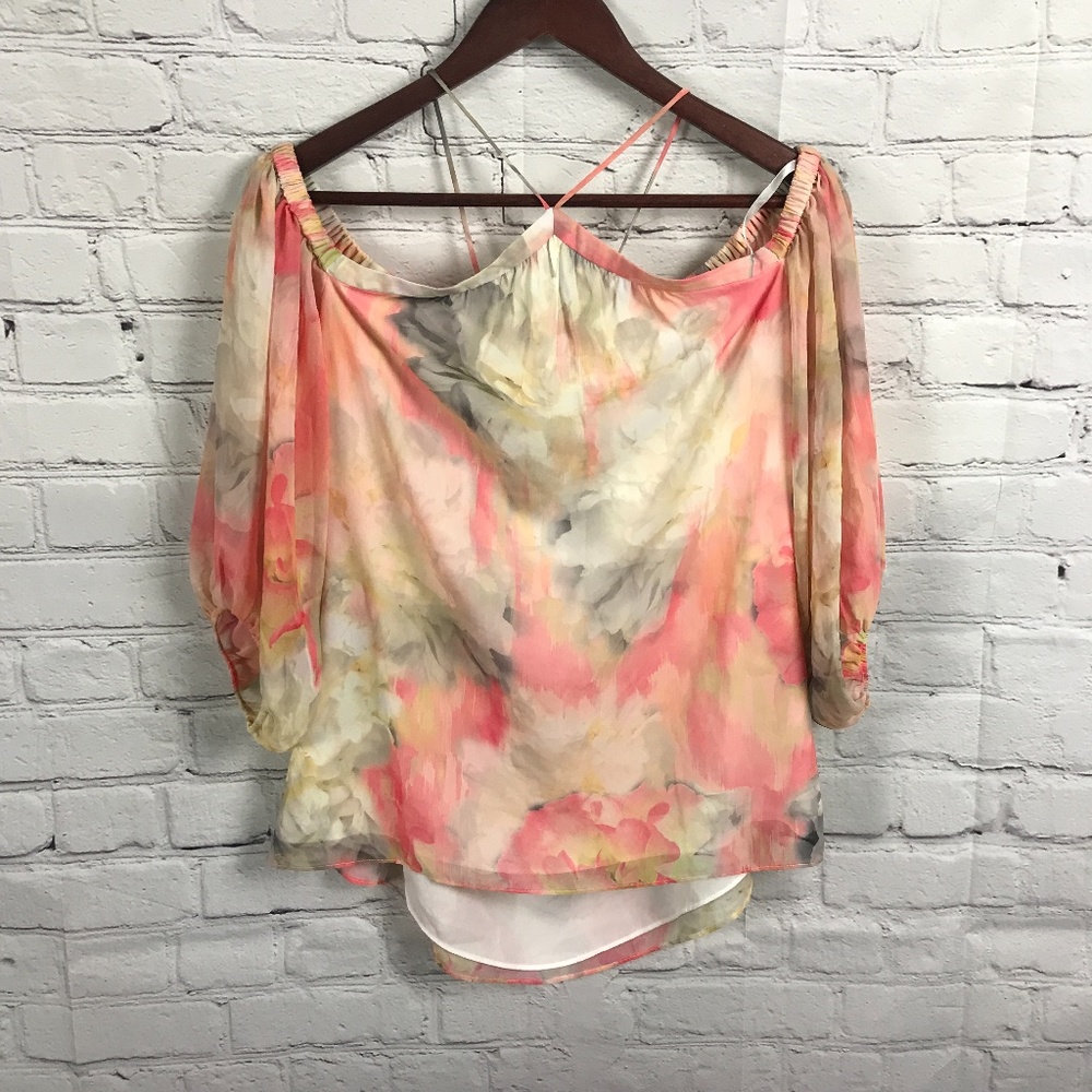 White House Black Market Watercolor Cold Shoulder - Picture 5 of 11